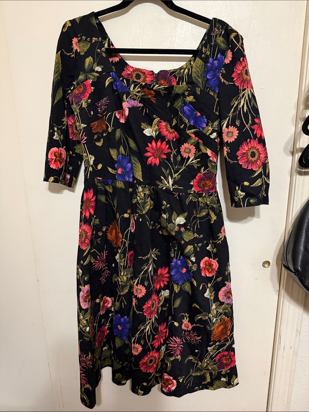 Voodoo Vixen Black Floral Fit-and-Flare Dress Dark Romantasy Retro 50’s XL